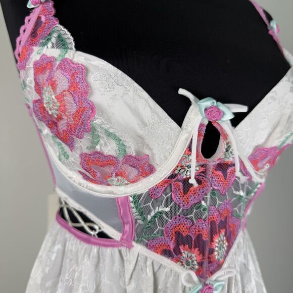 For Love & Lemons Festival Floral Lace Slip Dress | Embroidered Flowers - Picture 4 of 15